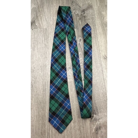 Vintage 70s Scottish 100% Wool Tie Ancient Tartan Mitchell Clan Plaid Necktie - Picture 2 of 6